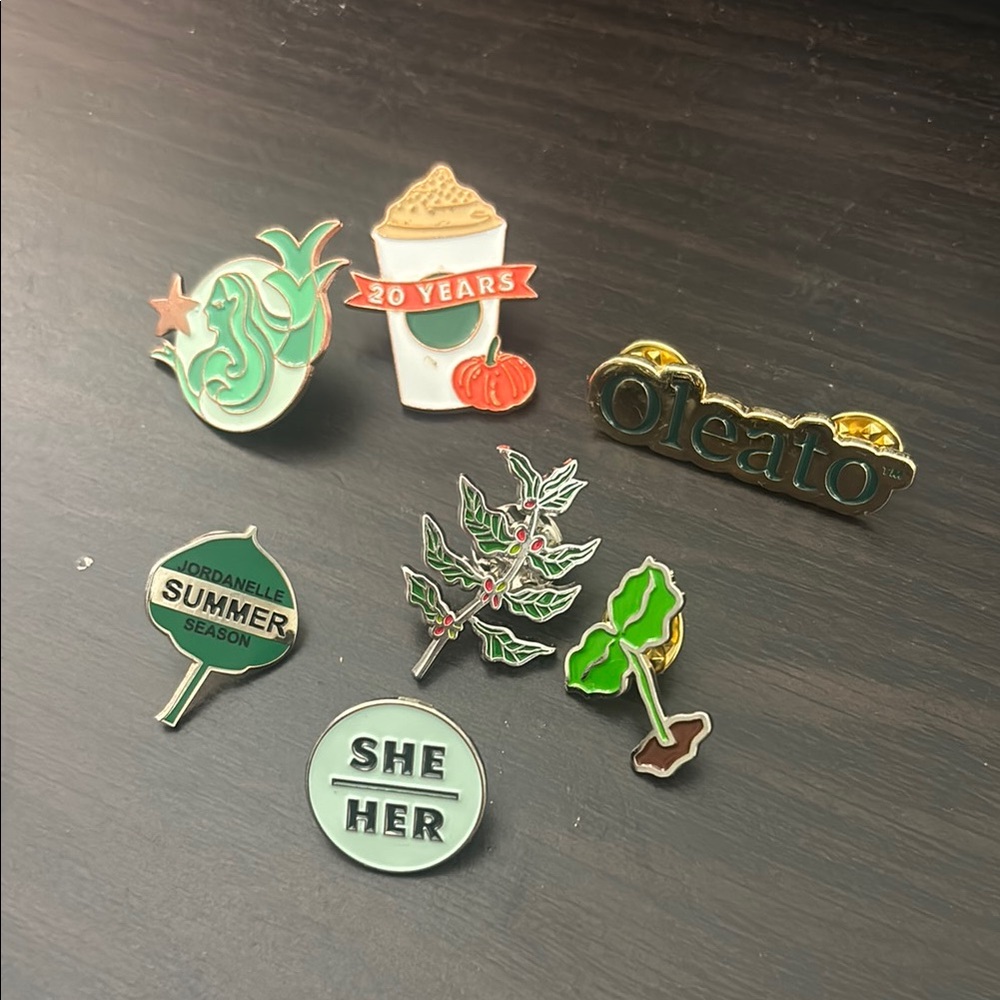 Starbucks Enamel Pin Set - Green, Red, Gold